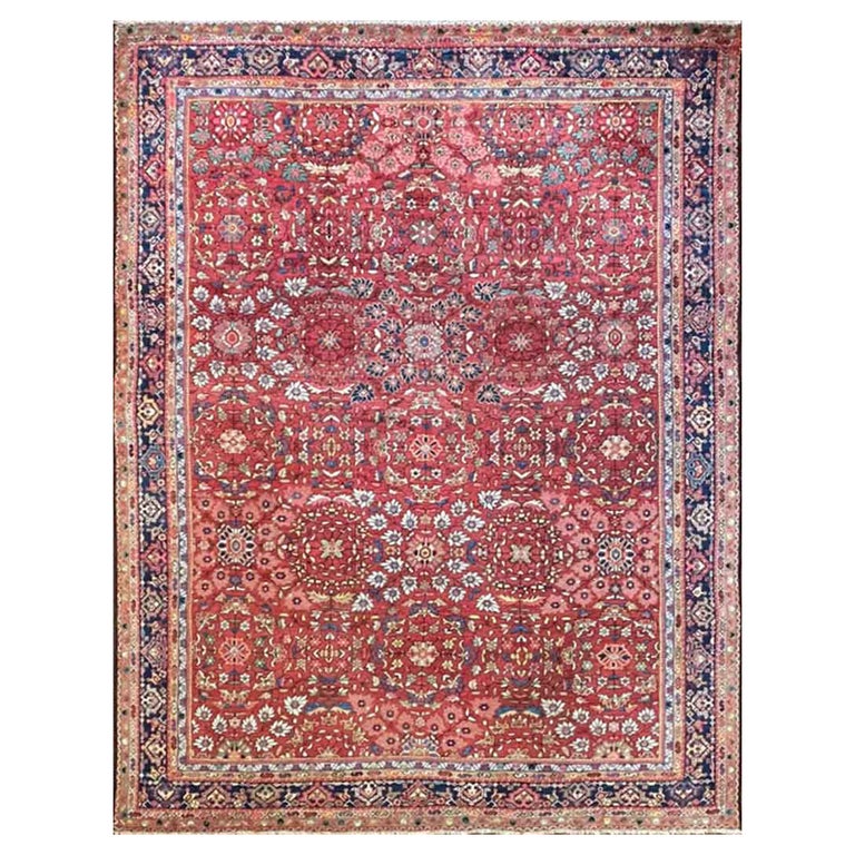 Grand Tapis Persan Zanjan – 230x130 Cm – Années 60 – Laine Nouée à La Main – Multicolore