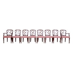 Vintage Kindel Furniture Hepplewhite Carved Mahogany Dining Chairs, Set of Eight