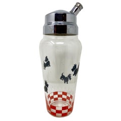 Estate Retro Style "Scottish Terrier & Red Checkerboard" Glass Cocktail Shaker