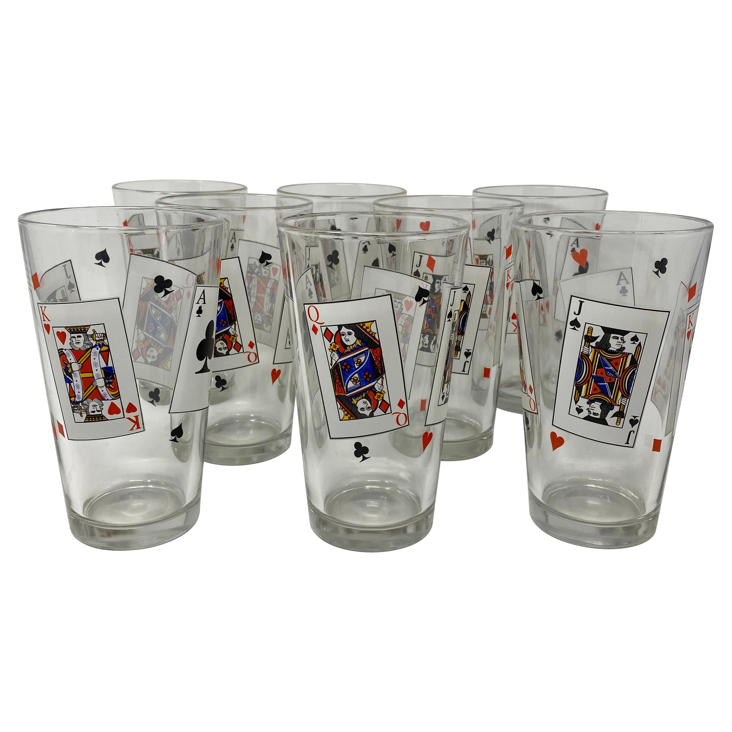 Set di 8 bicchieri Highball "carte da gioco" retrò di proprietà