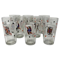 Set of 8 Estate Retro "Playing Cards" Highball Glasses