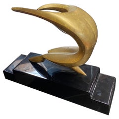 Gilt Bronze Sculpture Representing an Archer by Maxime Delo for Pragos 1970s