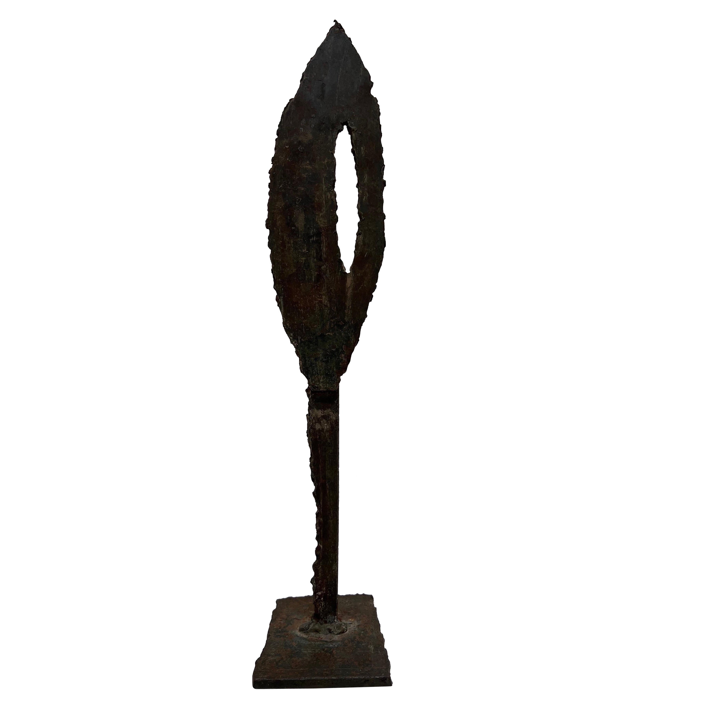 Mid-Century Torch Cut and Welded Steel Spear Sculpture For Sale