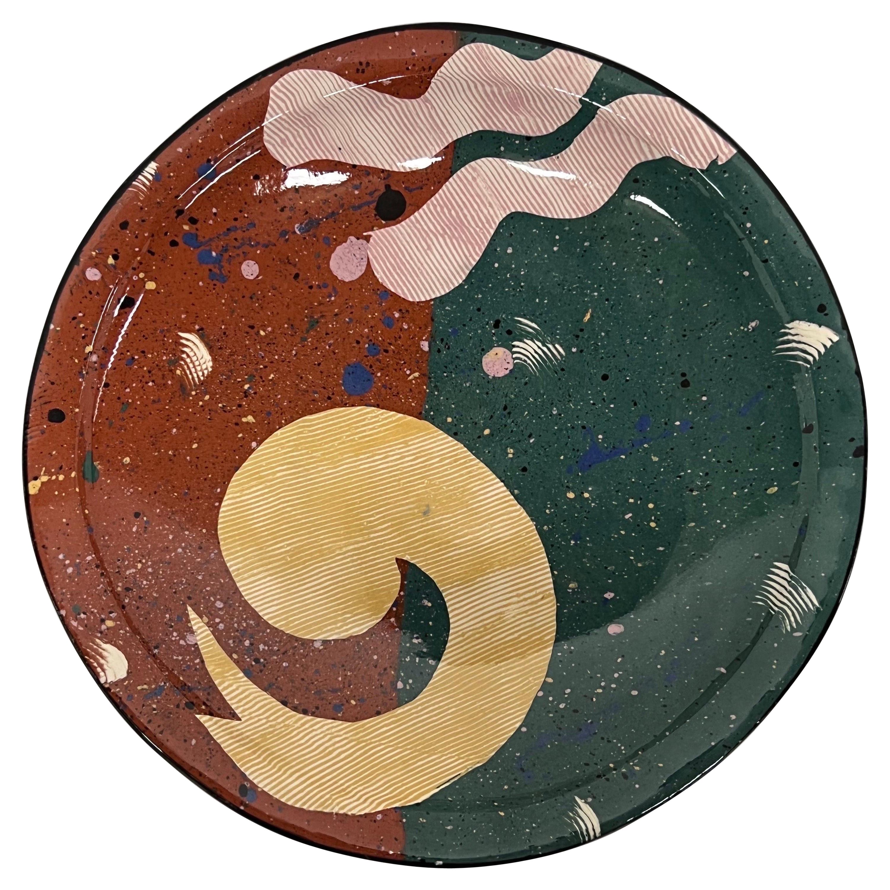 Claudia Reese Cera-Mix Studio Pottery Postmodern Art Dinner Plate For Sale