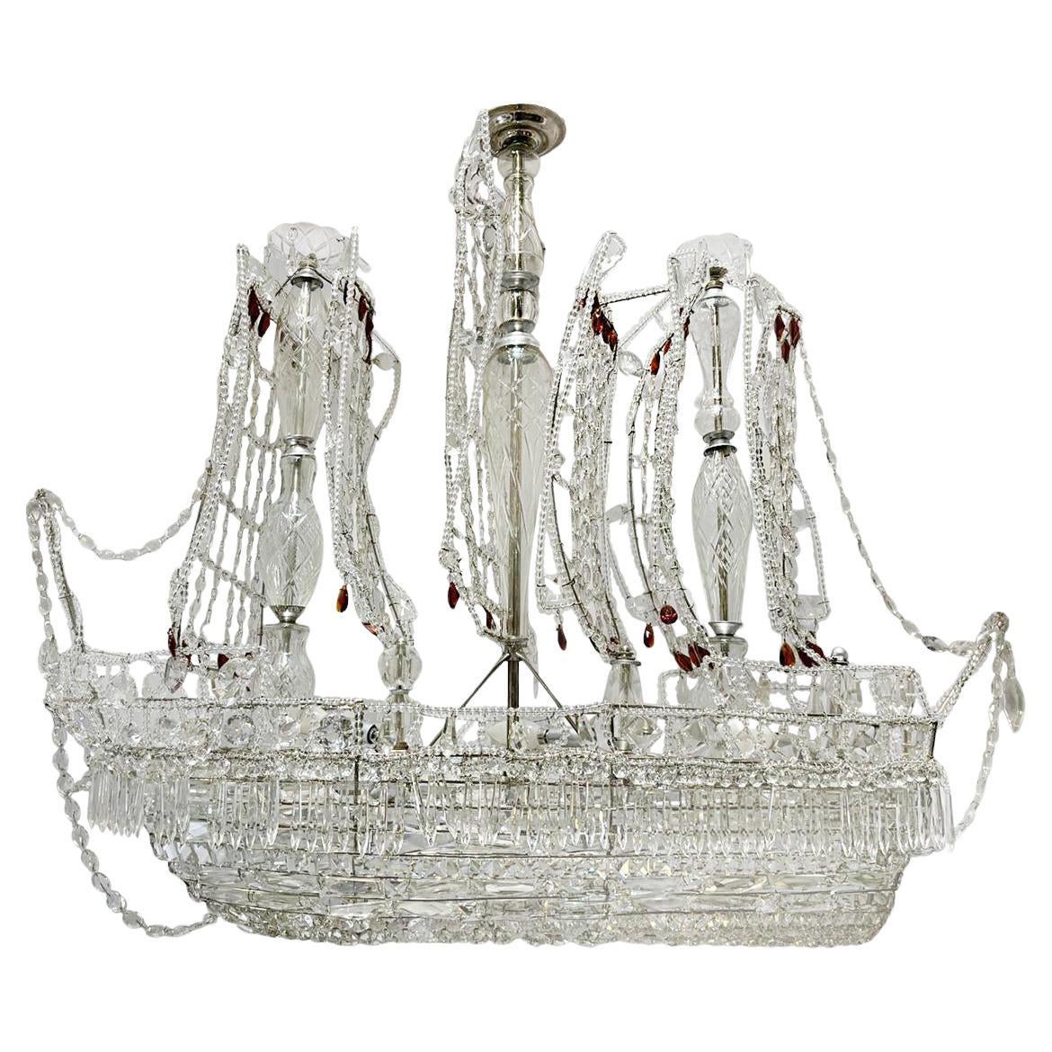 Ship-Shaped Crystal Chandelier