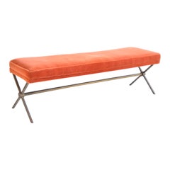 Upholstered Bronze Bench in the Manner of Tommi Parzinger
