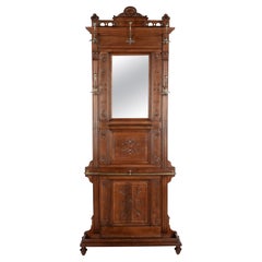 Antique French Hall Tree with Mirror