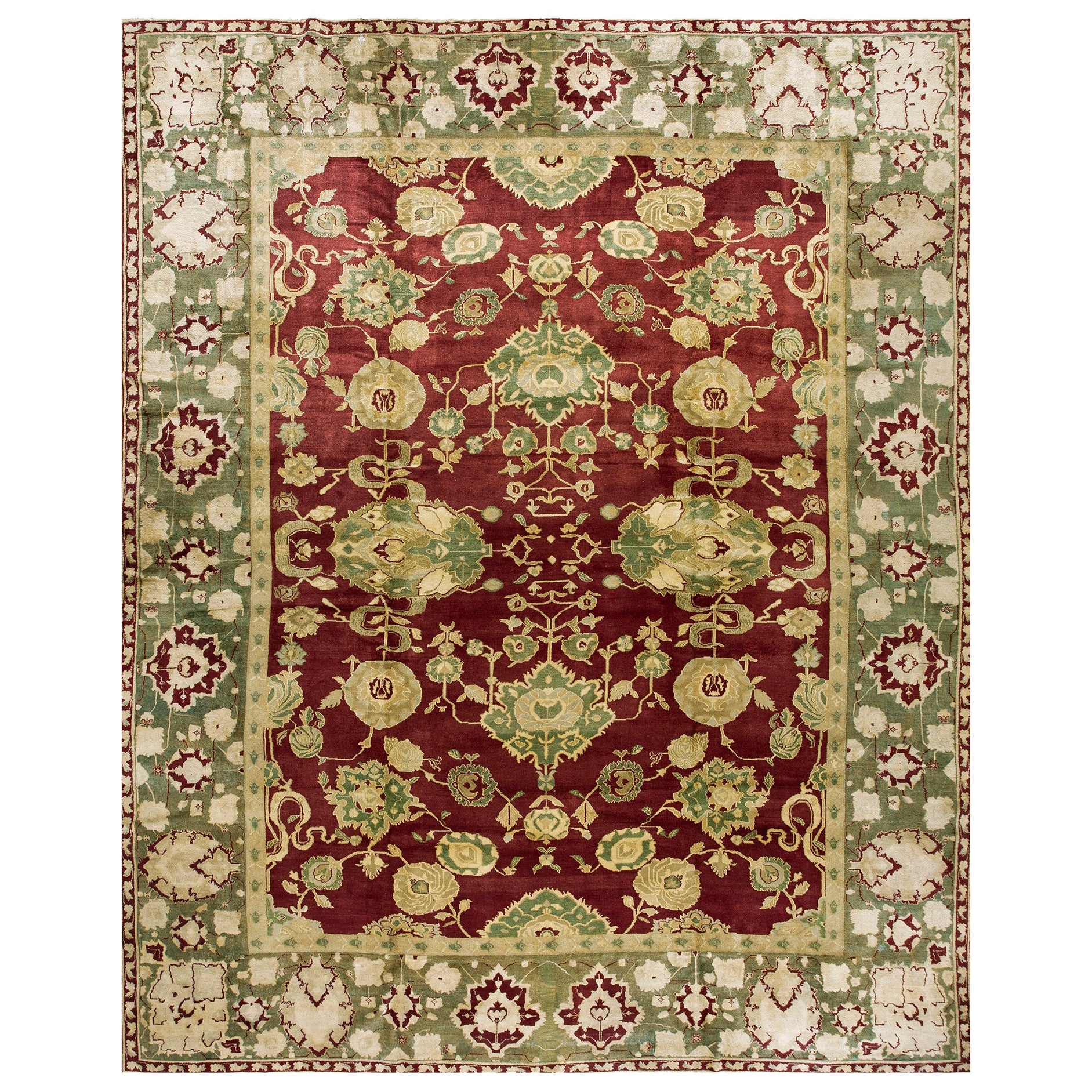 19th Century N. Indian Agra Carpet ( 11'4" x 14'6" - 345 x 442 )