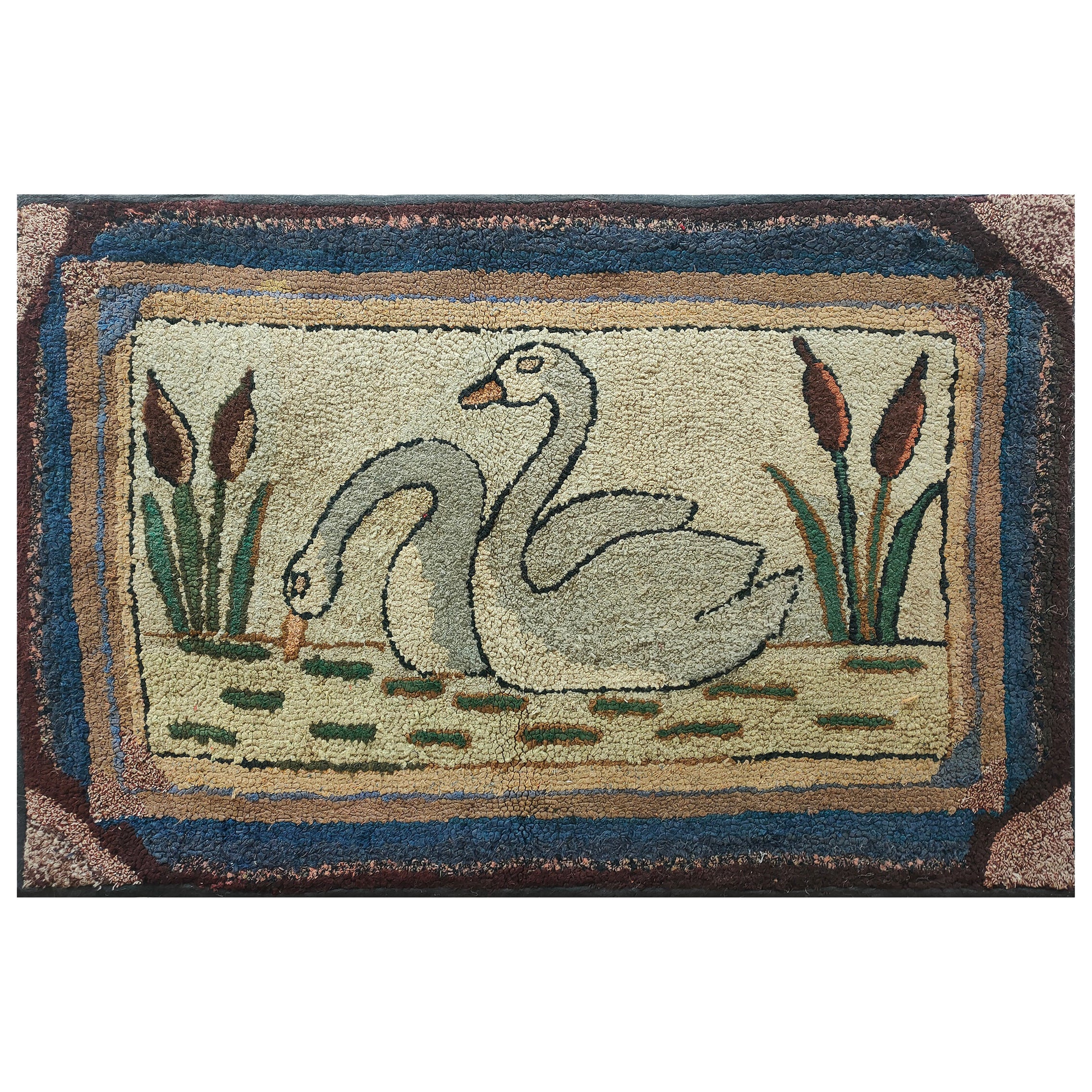 Mid 20th Century Pictorial American Hooked Rug ( 2'4" x 3'7" - 72 x 110 )