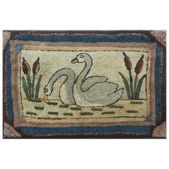 Vintage Mid 20th Century Pictorial American Hooked Rug ( 2'4" x 3'7" - 72 x 110 )