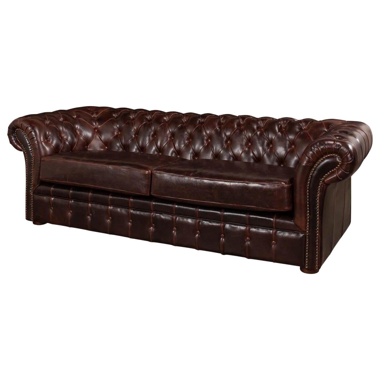 Tufted Leather Chesterfield Sofa For Sale