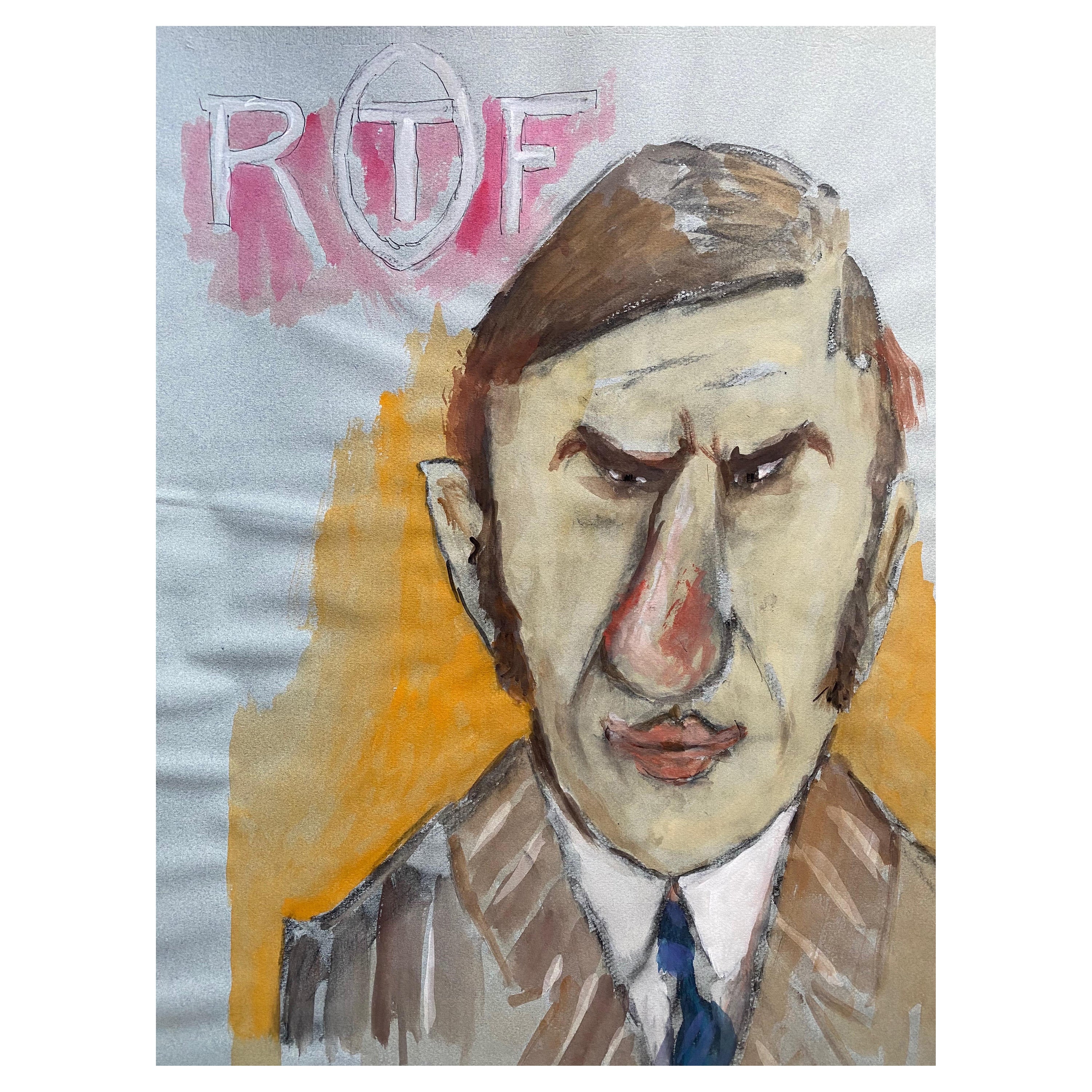 1960's French Portrait Grumpy Man Caricature For Sale