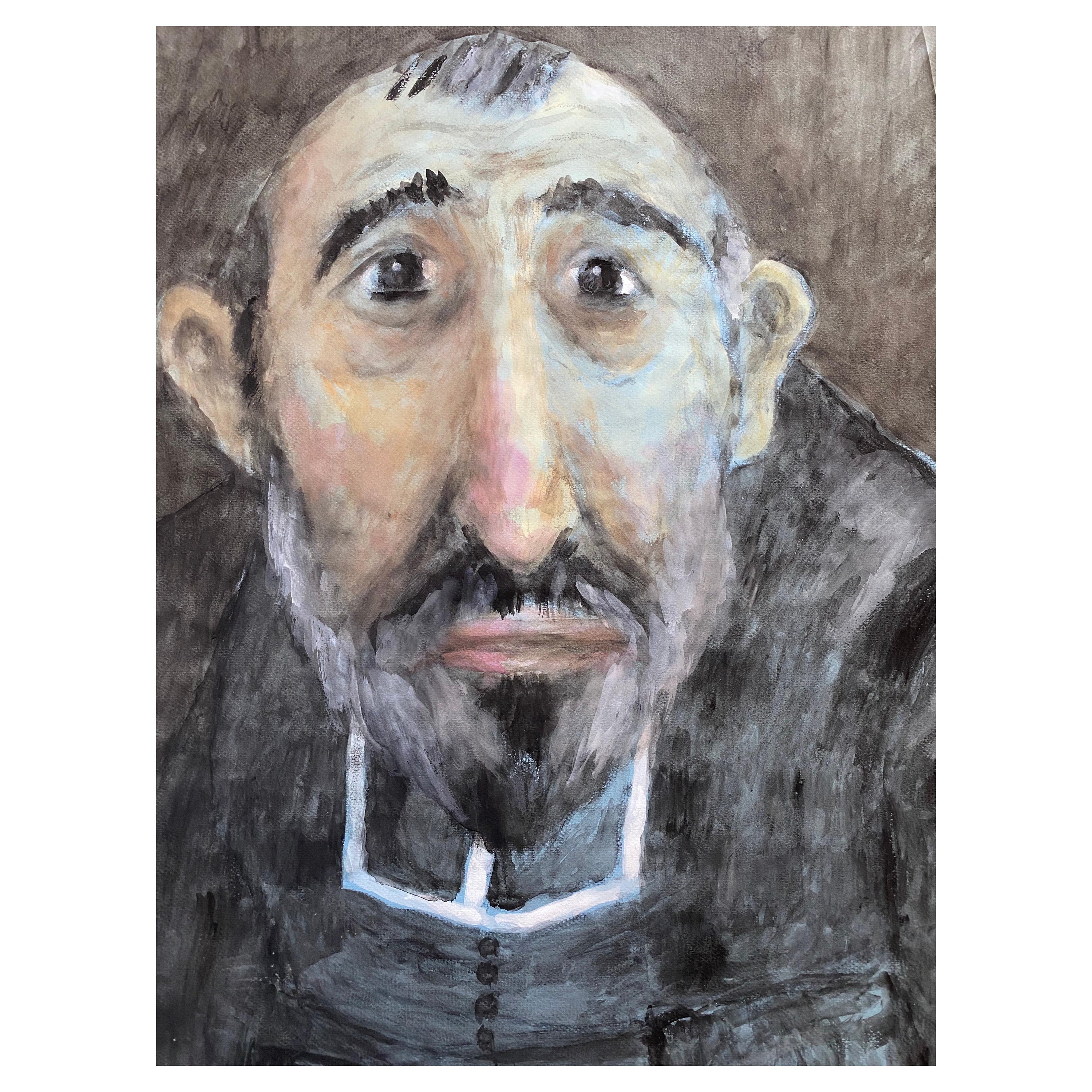 Retrato francés de los años 60 - Caricatura de caballero clérigo