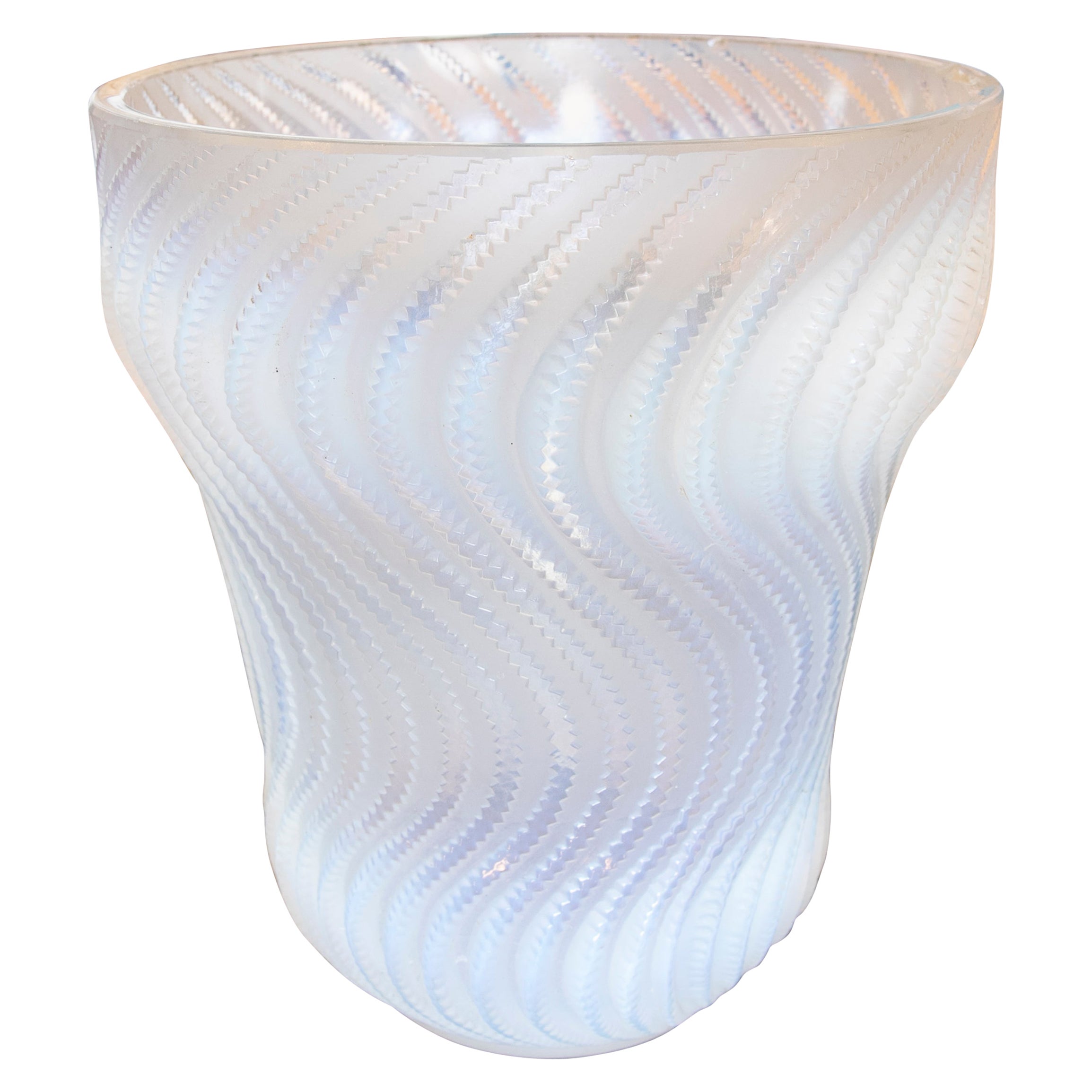 1980s, German, Glass Vase with Opaque and Translucent Tones For Sale