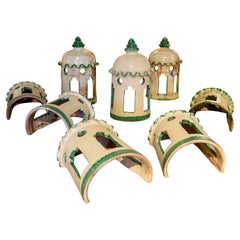 1950s Set of Eight Andalusian Glazed Ceramic Sconces