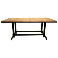 Dining Table with Iron Base and Elm Floor Table Top