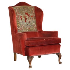 Original Used Victorian William Morris Wingback Armchair Period Embroidery