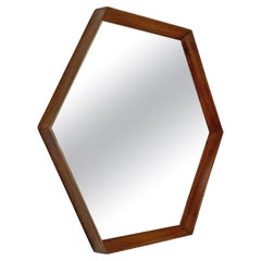 Italian Mid-Century Modern Hexagonal Teak Mirror, 1960s
