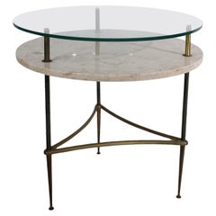 Two Tier Marble Glass Brass Side Table After Ponti