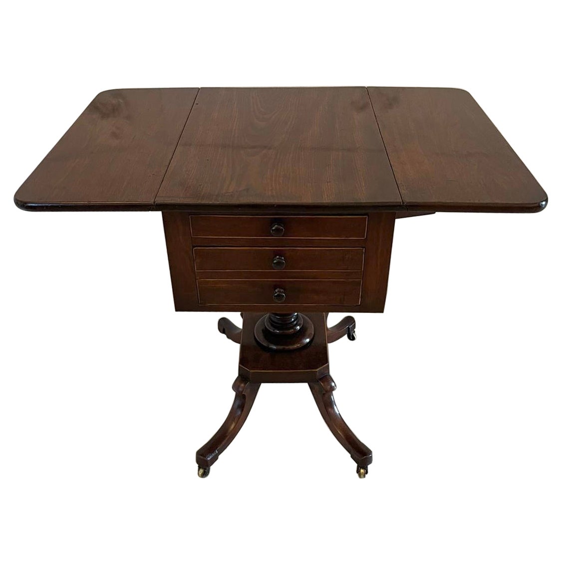 Antique Regency Quality Mahogany Free Standing Lamp / Side Table For Sale