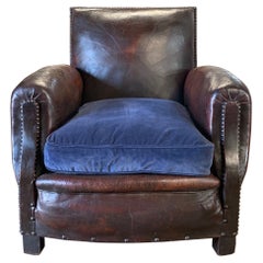 Antique French Leather Armchair