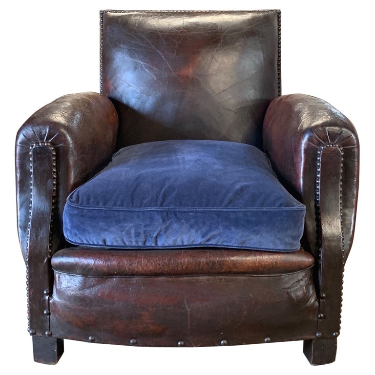 Antique French Leather Armchair For Sale at 1stDibs