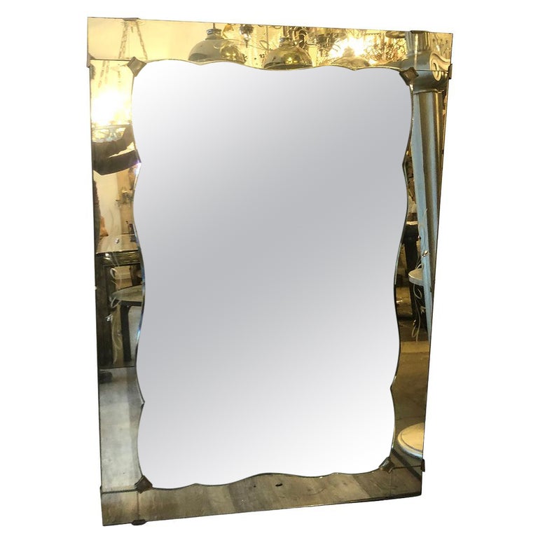 Großer geätzter Glasspiegel im Angebot bei 1stDibs