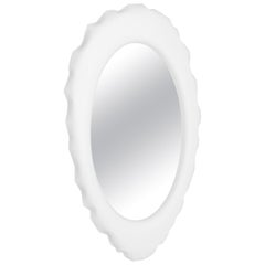 Miroir mural contemporain en soie par Zieta, blanc coton Candy