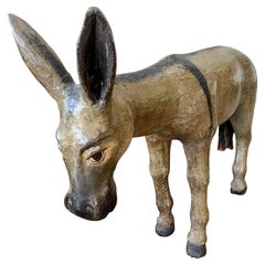 Handbemalte spanische Donkey-Skulptur aus der Kolonialzeit, Vintage