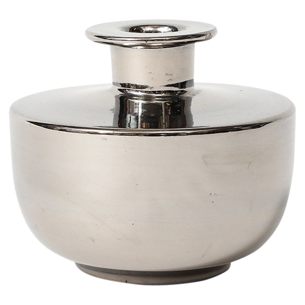 Vase Bitossi, céramique, argent platine métallique