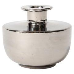Bitossi Vase, Ceramic, Metallic Platinum Silver
