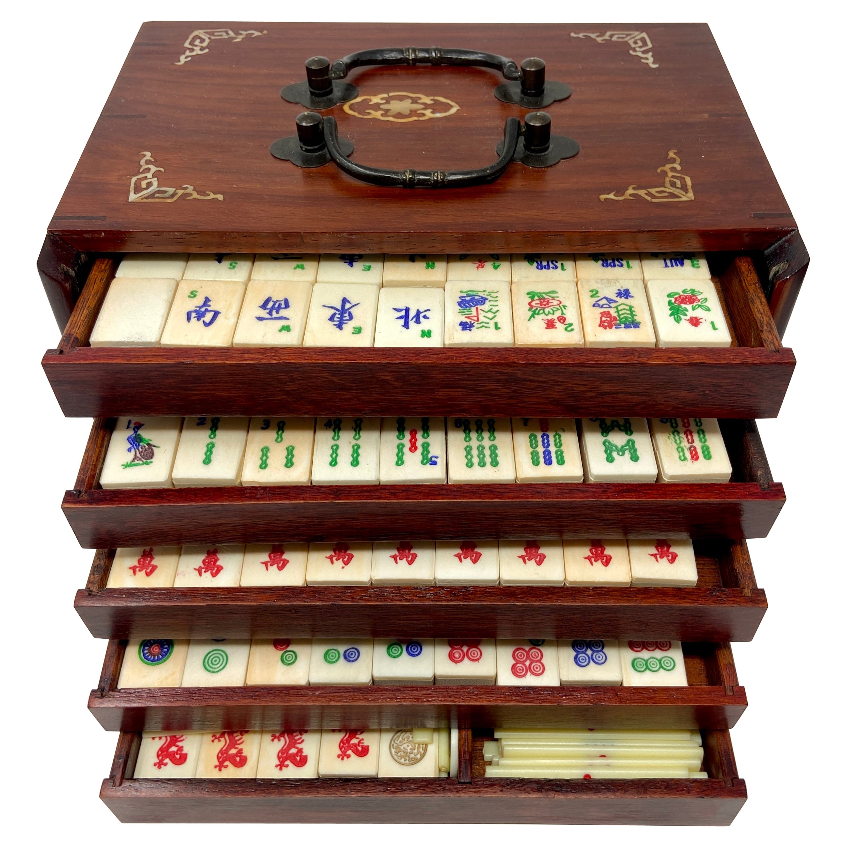 Chinese Mahjong with Wooden Box 9 x 6 x 2 inches (23x16.2x4.5