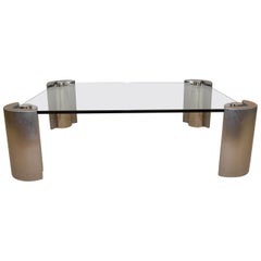 Karl Springer Cocktail Coffee Table in Stainless Steel and Chrome
