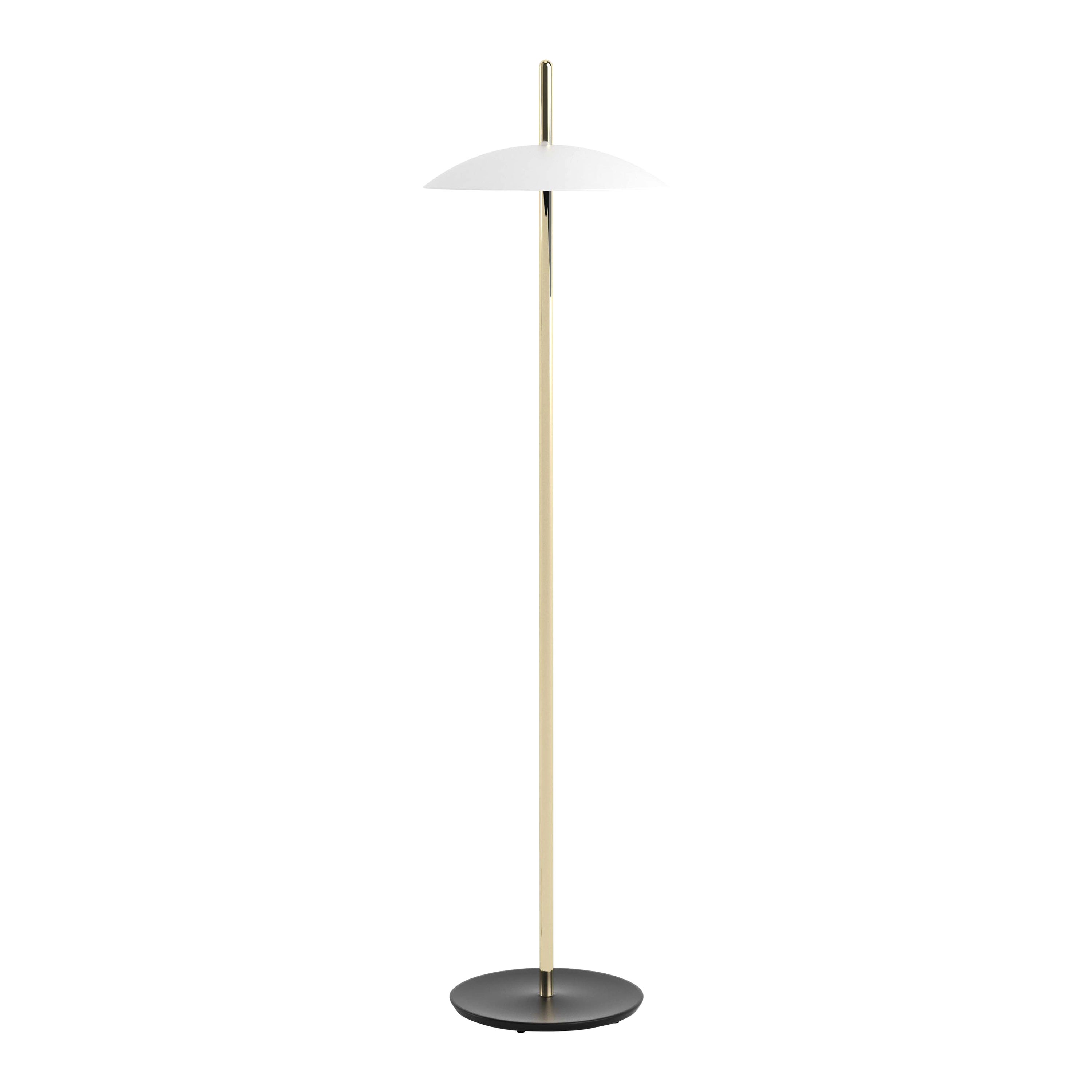 Lampadaire Signal blanc et laiton de Souda, en stock