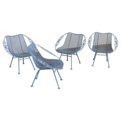 Set of 4 Mid-Century Modern Woodard Sculptura Outdoor Satellite Lounge Chairs