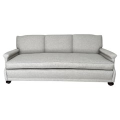 Sofa in Linen and Down Upholstery and Bun Feet