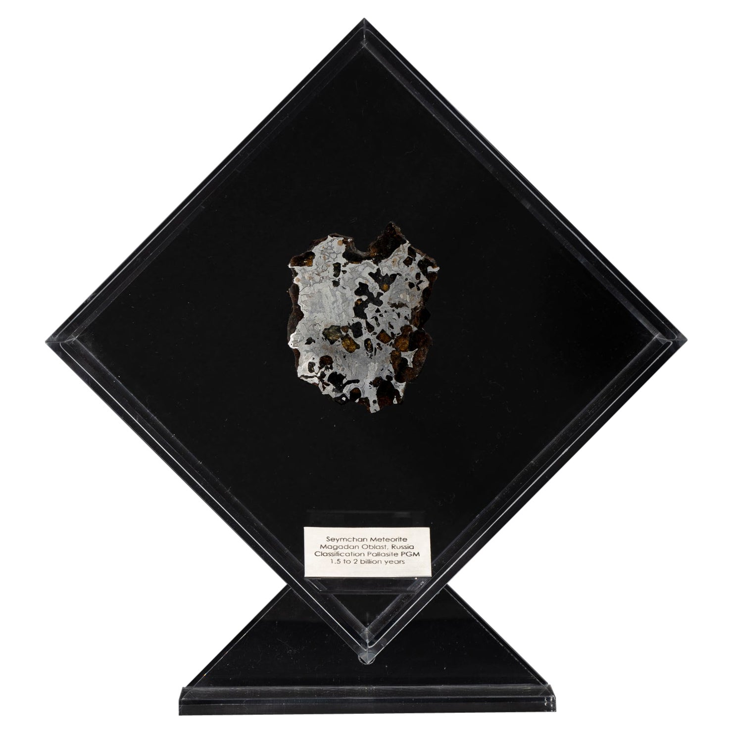 Original Design, Seymchan with Olivine Meteorite in a Acrylic Display