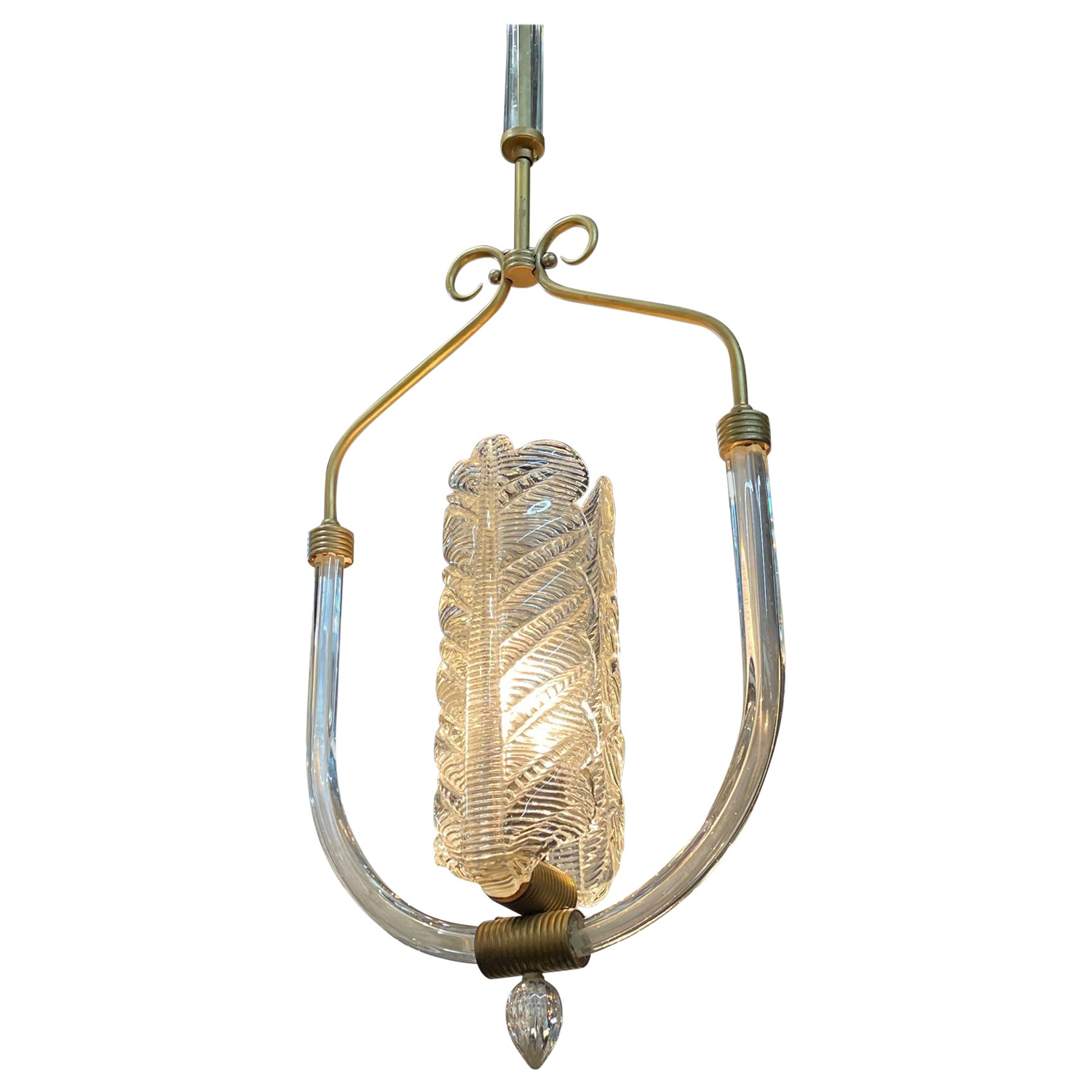 Vintage Italian Murano Glass Single Light Pendant