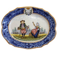 19th Century French Hand Painted Faience Quimper Wall Platter