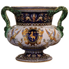 19. Jahrhundert Französisch Louis XV handbemalt Porzellan Übertopf von Gien