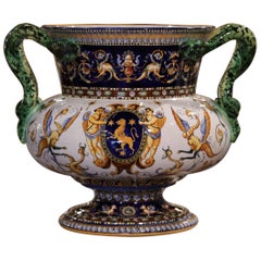 Cache-pot en porcelaine Louis XV du 19ème siècle peint à la main de Gien