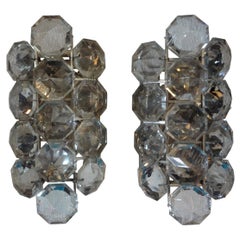 Vintage Pair of French Maison Bagues Crystal Prism Sconces