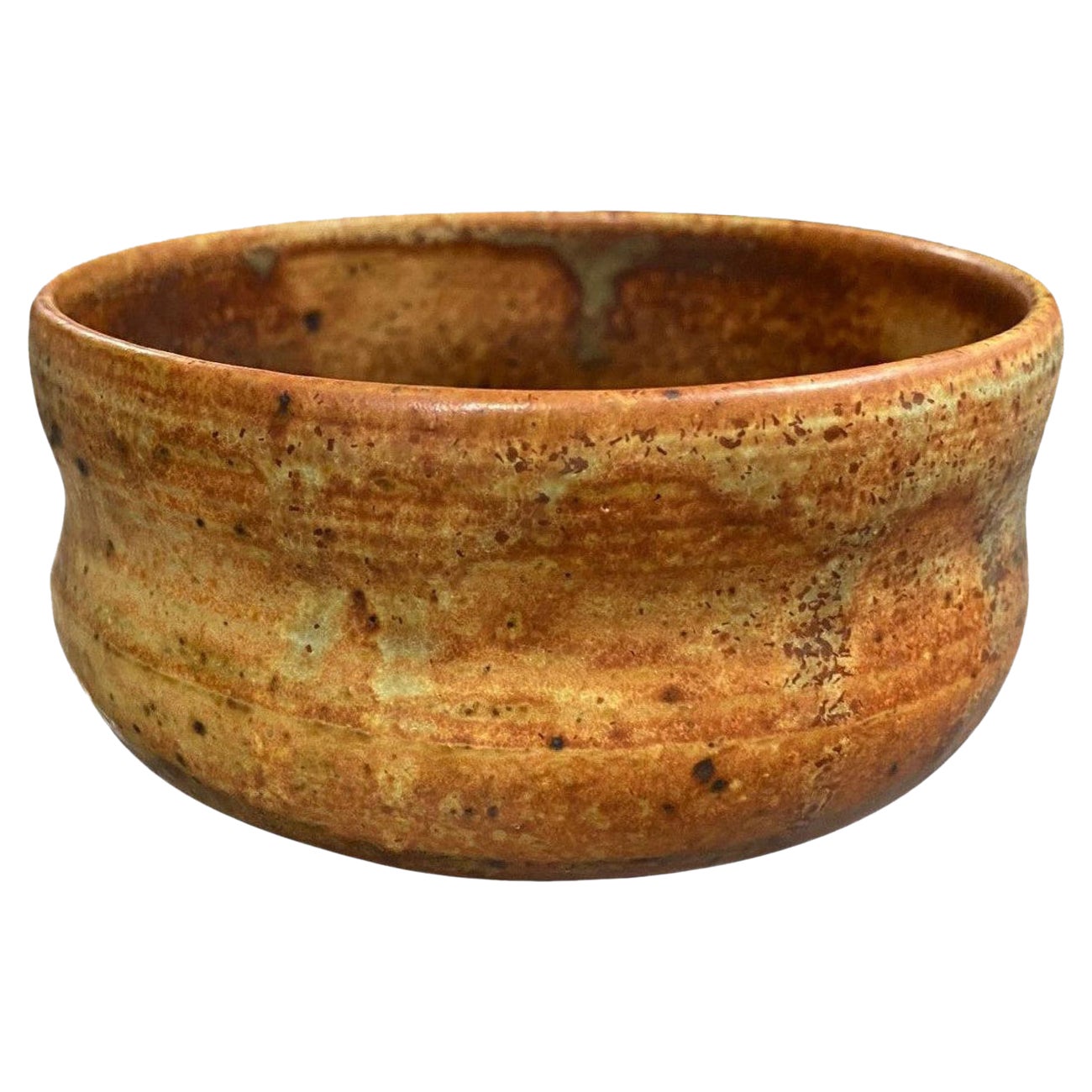 Wabi-Sabi Keramik-Chawan-Teeschale aus glasierter Keramik, japanisch-asiatisch, signiert Studio Pottery