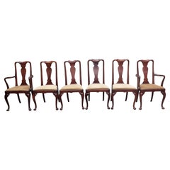 Hickory Chair Queen Anne Mahogany Dinning Chairs, A Set