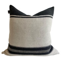 Linen and Wool Marshall Stripe Black and Natural Pillow Cover