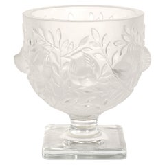 Vintage French Art Deco Style Lalique Elisabeth Crystal Glass Vase Coupe Signed