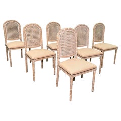 Faux Bois Cane Back Dining Chairs by Fratelli Boffi, Set of 6