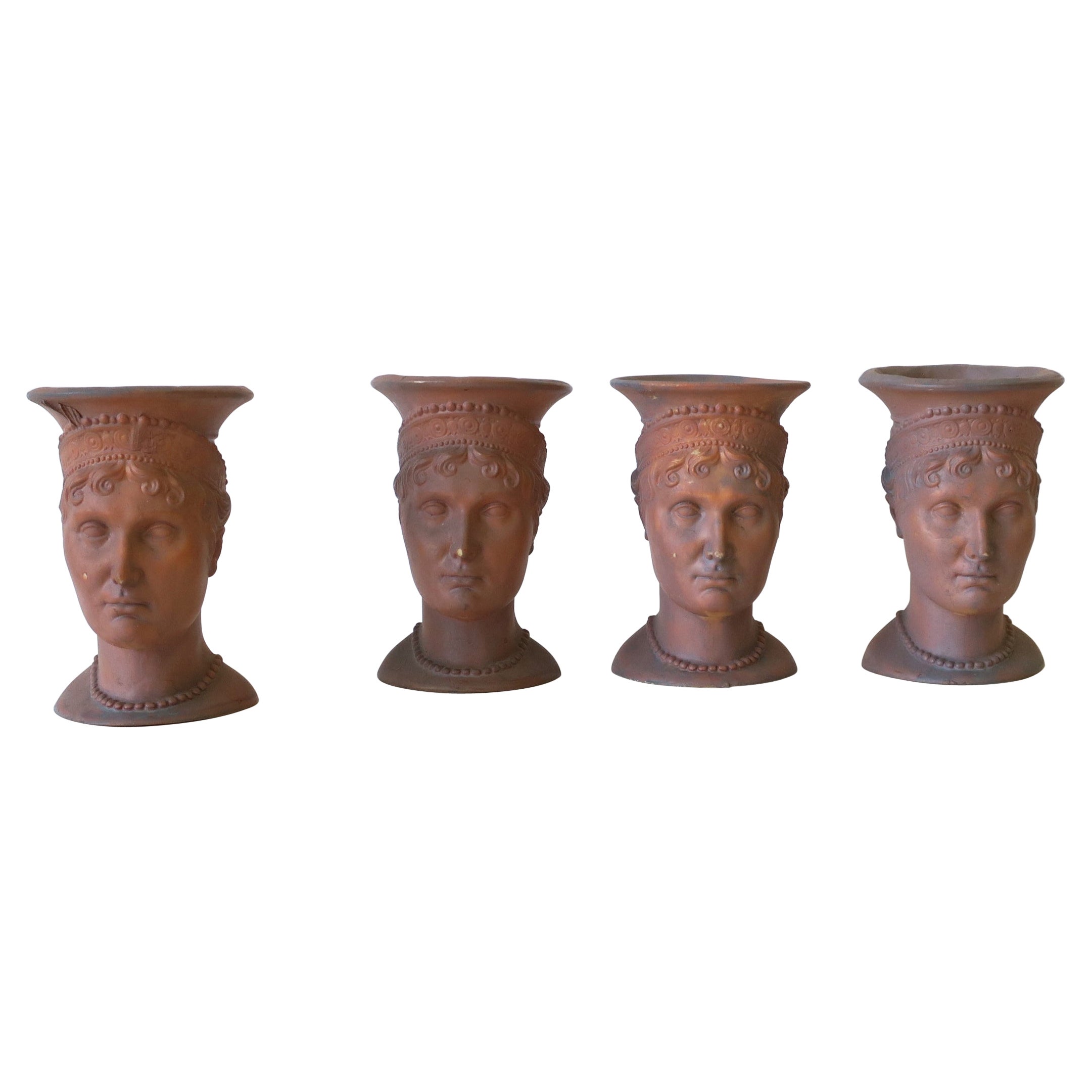 Terracotta Head Bust Sculptures, Set of 4