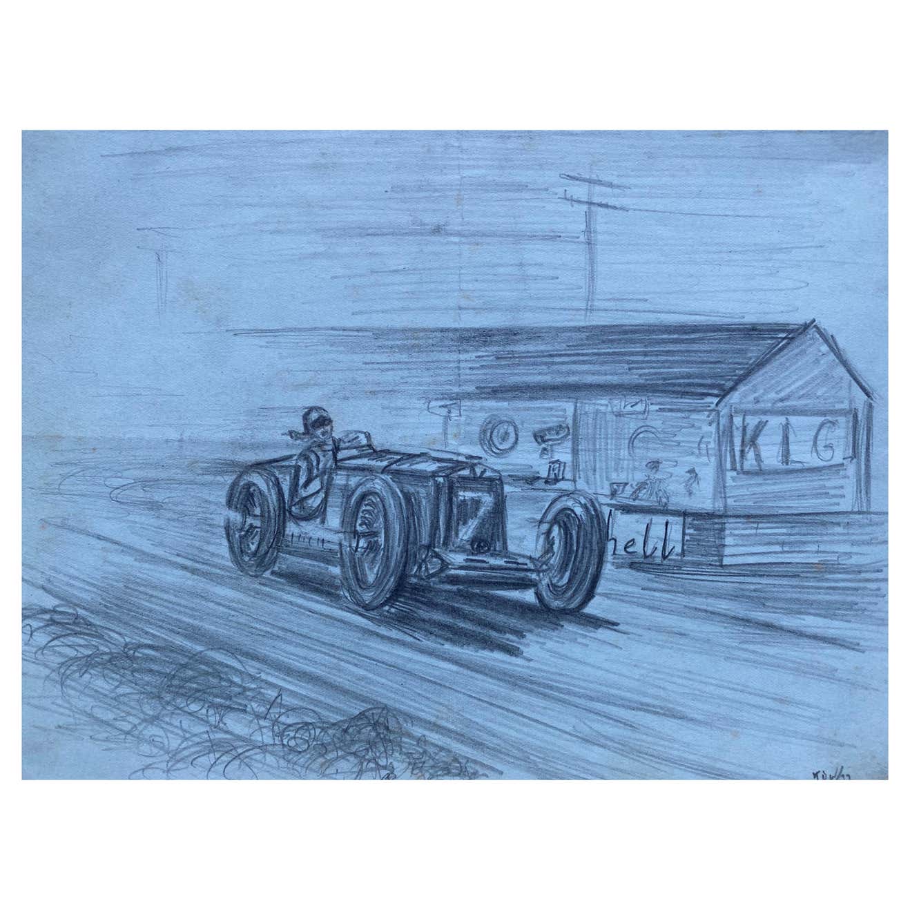 Motor Racing Sketch Original 1930's Vintage Motor Car Racing Original Drawing Signed Dated ...