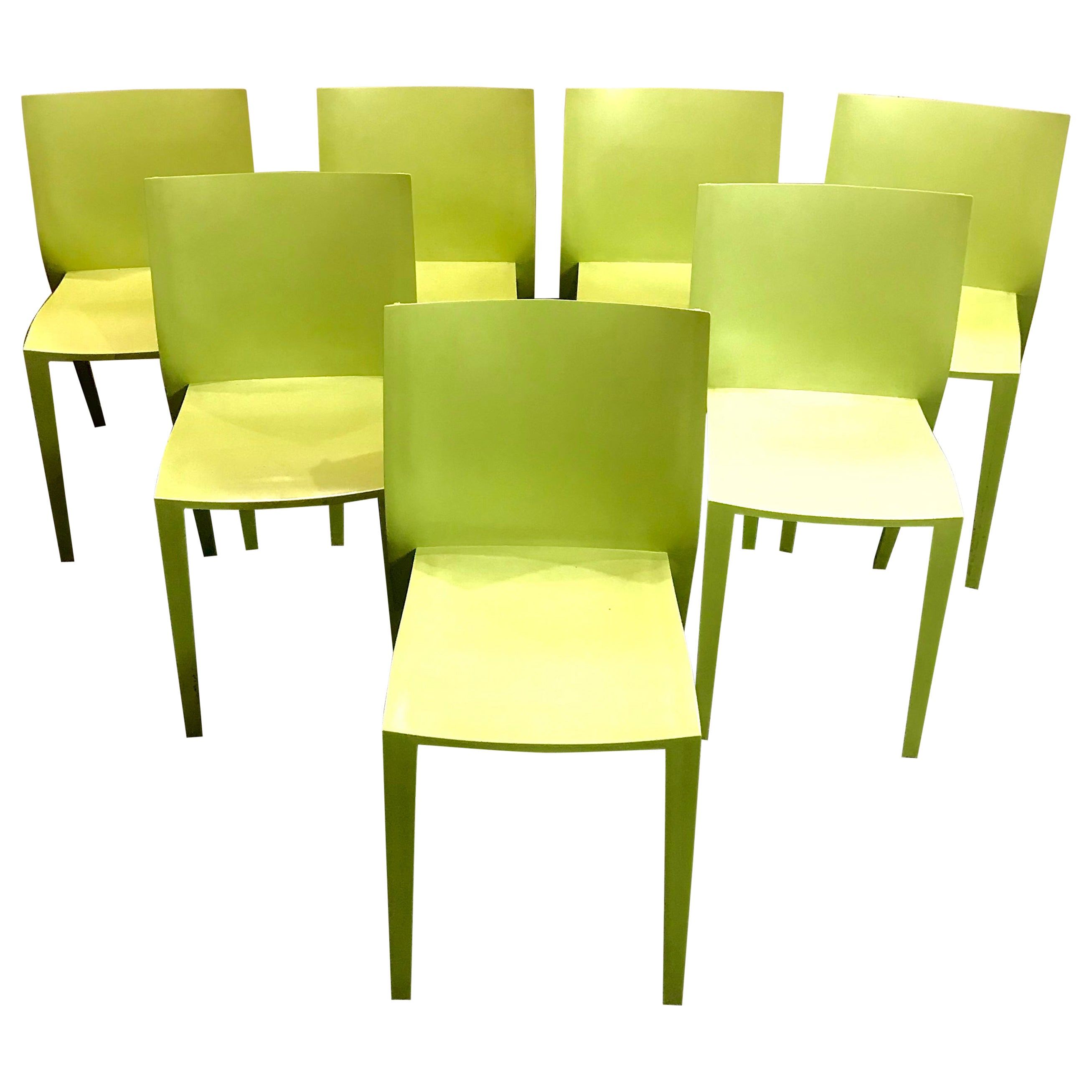 Philippe Starck, Set of 7 Green Chairs, Design Slick Slick XO For Sale at  1stDibs
